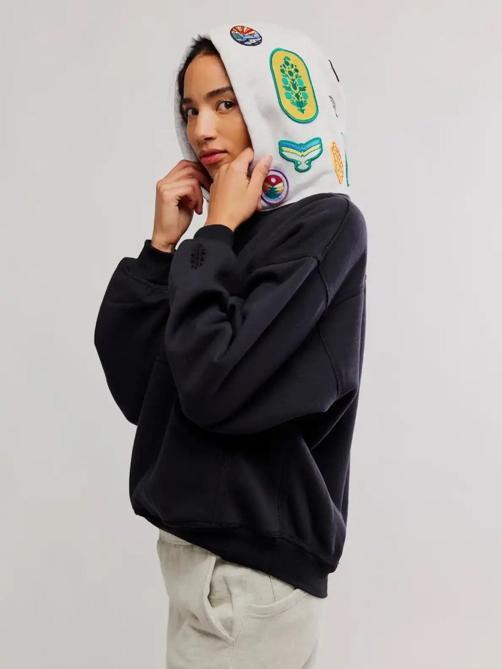 Free People Movement Black Final Call Patch Hoodie